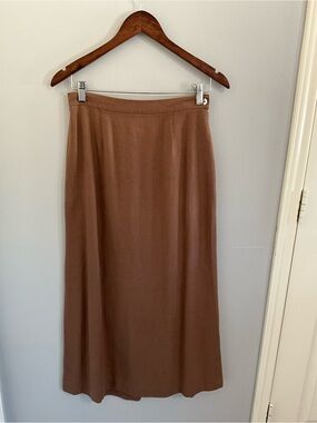 Talbots Brown Solid Minimalist A Line Side Zip Maxi Skirt